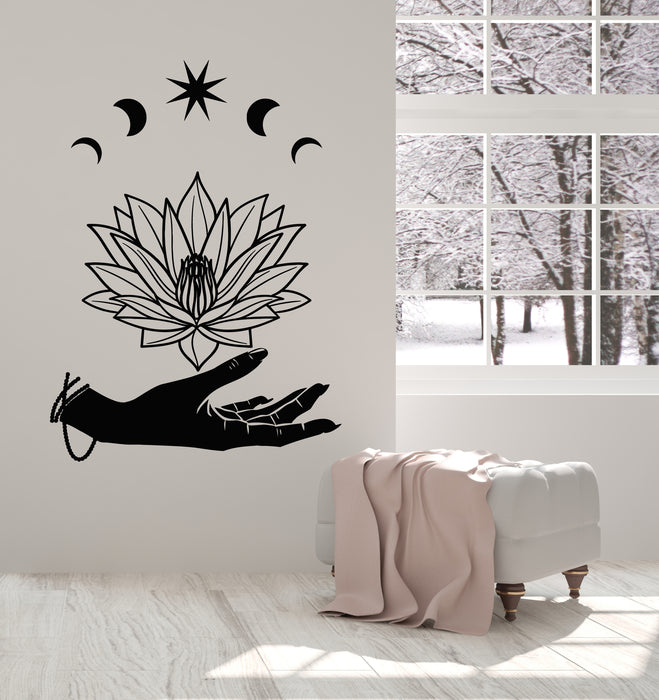 Vinyl Wall Decal Yoga Studio Room Hand Spa Relaxation Lotus Flower Stickers Mural (g2684)