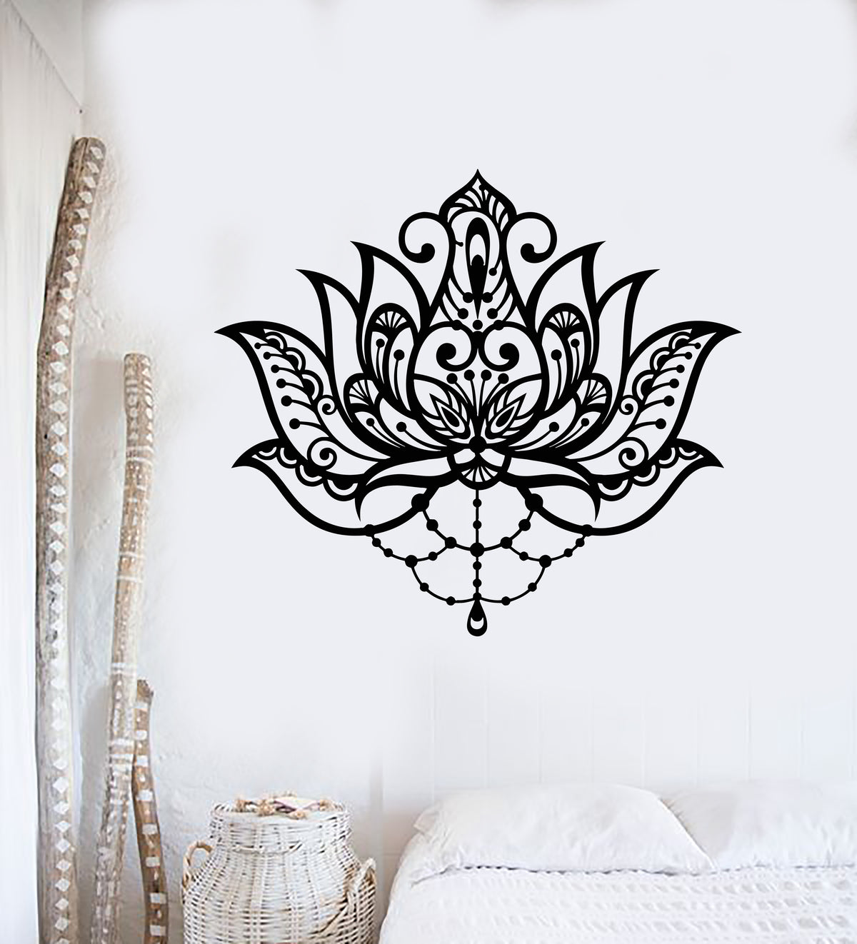 Vinyl Wall Decal Flower Ornament Lotus Meditation Yoga Studio Stickers ...