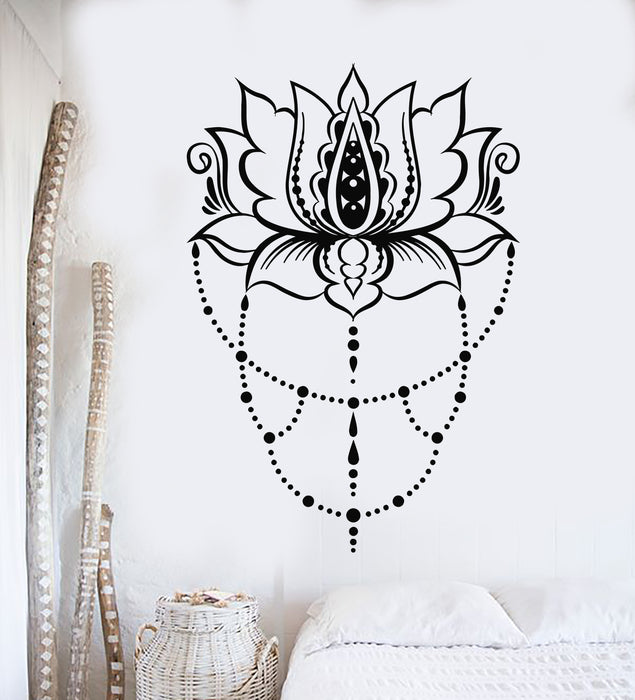 Vinyl Wall Decal Lotus Hindu Symbol Abstract Flower Yoga Studio Stickers Mural (g2424)