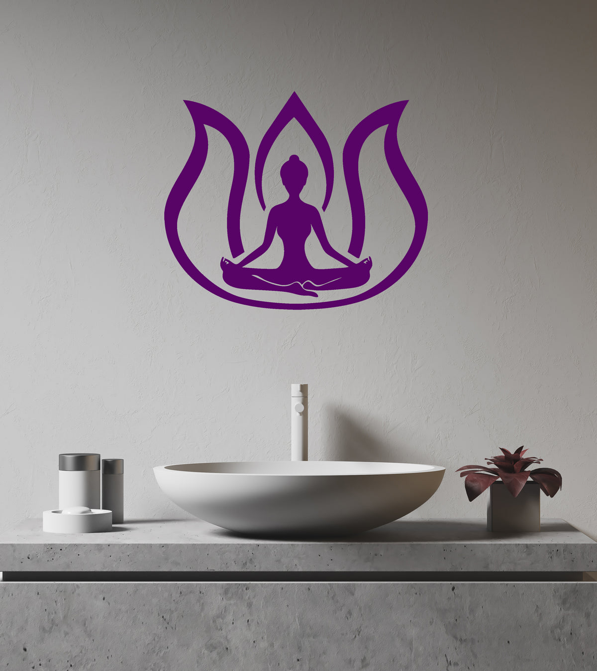 Vinyl Wall Decal Yoga Room Lotus Meditation Zen Buddhism Hinduism Stic ...