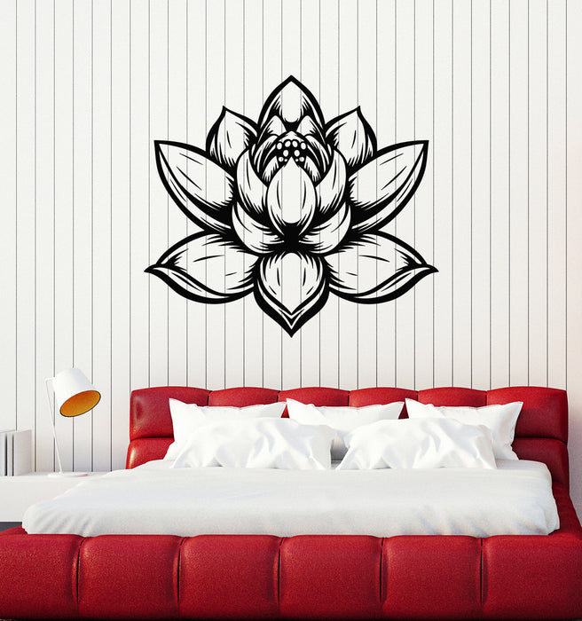 Vinyl Wall Decal Lotus Flower Bud Om Yoga Studio Meditation Stickers Mural (g3086)