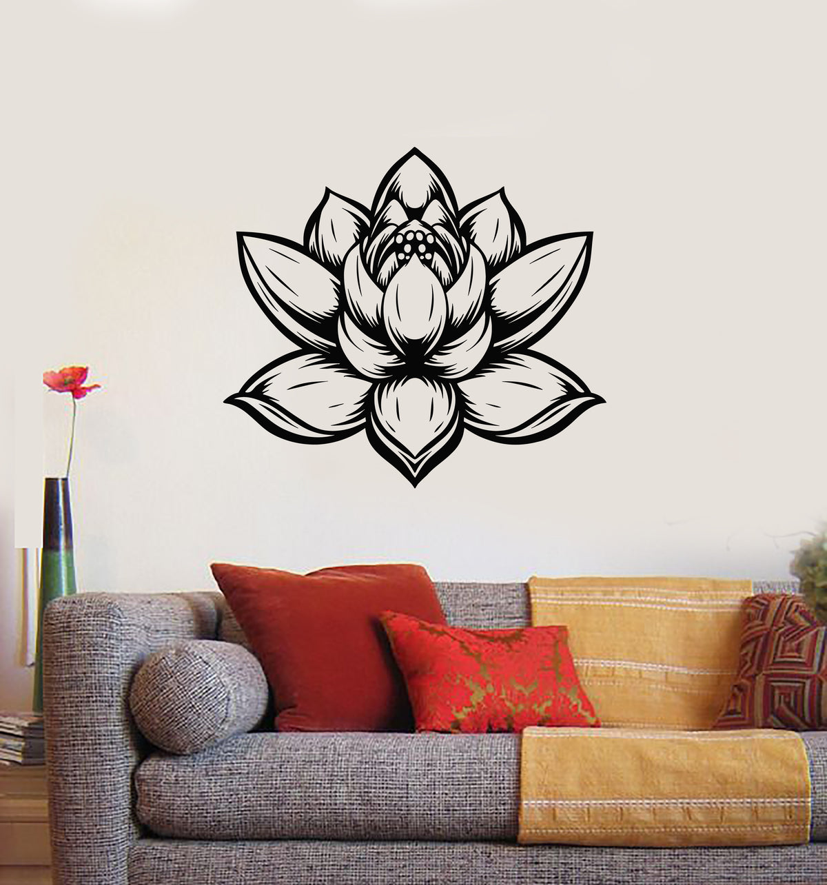 Vinyl Wall Decal Lotus Flower Bud Om Yoga Studio Meditation Stickers M ...