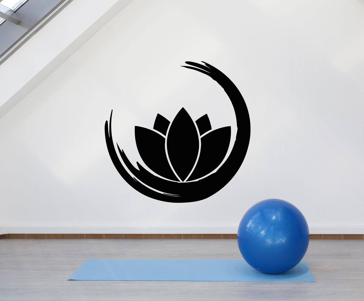 Vinyl Wall Decal Zen Enso Om Lotus Flower Bud Symbol Yoga Room Sticker ...