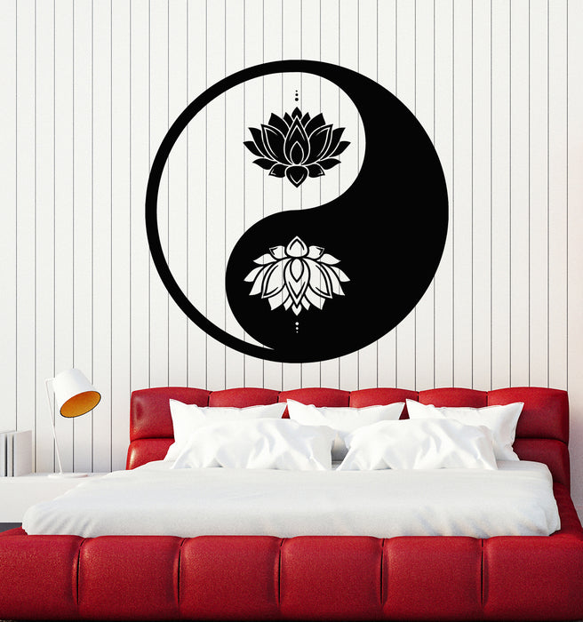 Vinyl Wall Decal Yin Yang Lotus Flower Meditation Zen Yoga Stickers Mural (g5346)