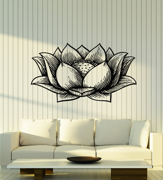 Vinyl Wall Decal Floral Art Lotus Meditation Yoga Zen Flower Stickers Mural (g5390)