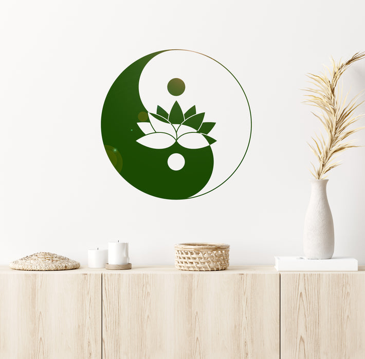 Vinyl Wall Decal Lotus Flower Yin Yang Symbol Zen Meditation Art Stickers Mural (g1107)