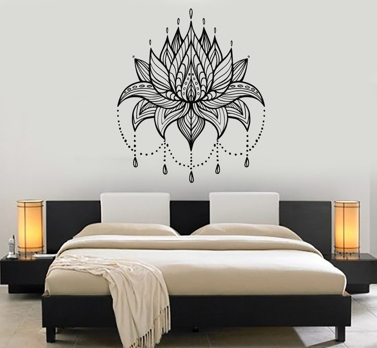 Vinyl Wall Decal Beautiful Lotus Zen Flower Bedroom Meditation Stickers Mural (g5294)