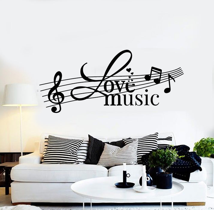 Vinyl Wall Decal Music Love Clef Musical Notes Melody Stickers Mural (g1773)