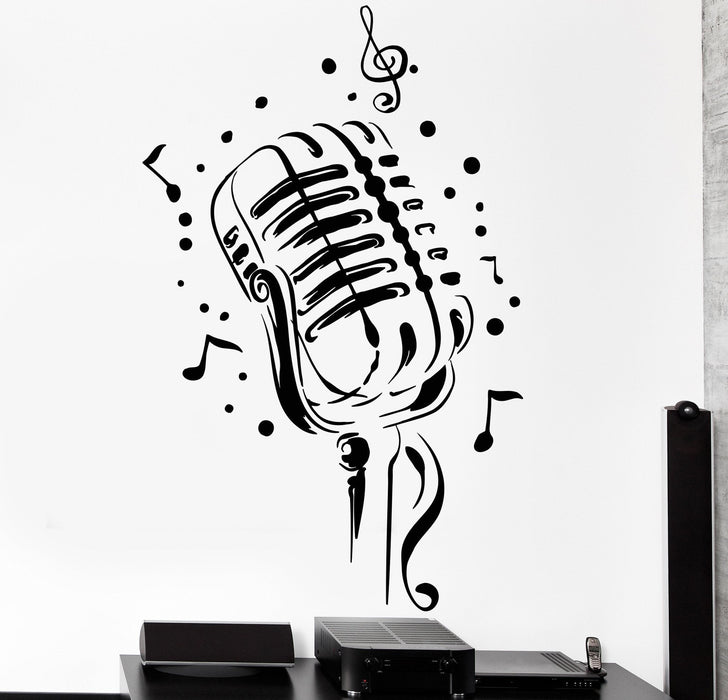 Vinyl Wall Decal Retro Microphone Singer Song Karaoke Club Stickers Unique Gift (1215ig)