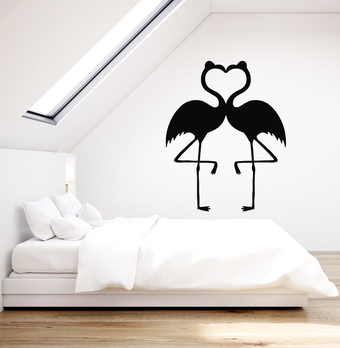 Vinyl Wall Decal Flamingo Birds Love Romantic Bedroom Decor Stickers Mural (g1276)