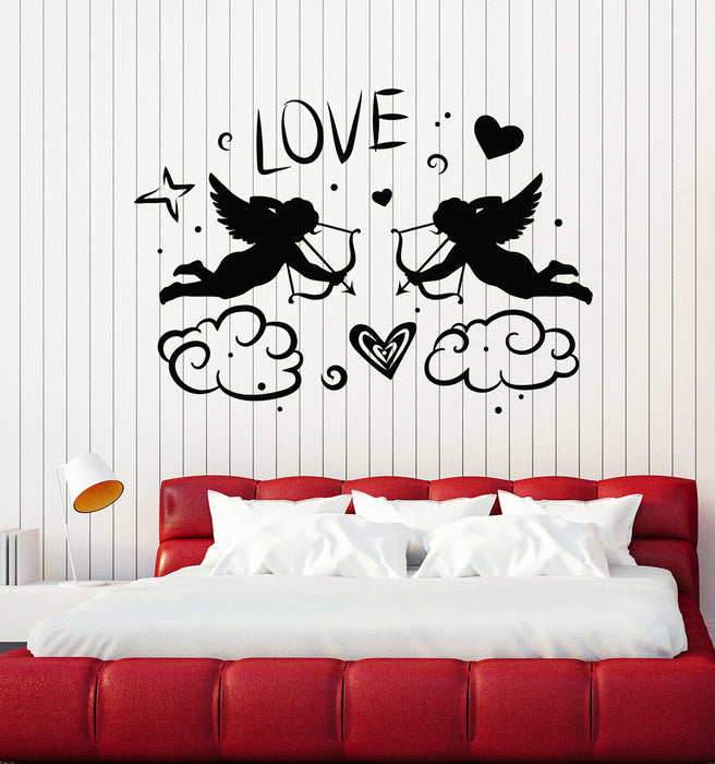 Vinyl Wall Decal Cupids With Bow Love Angels Heart Romance Stickers Mural (g2330)