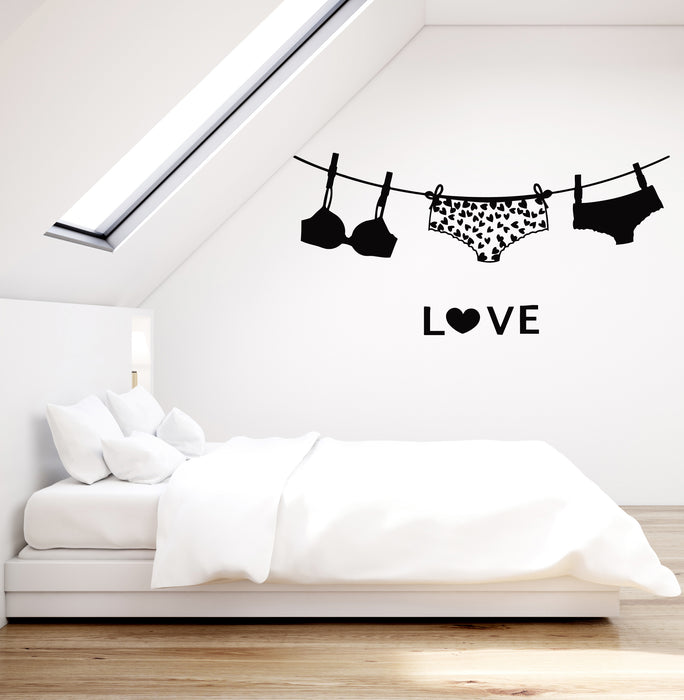 Vinyl Wall Decal Underwear Love Romantic Hearts Pants Bedroom Decor Stickers Mural (g283)