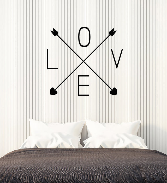 Vinyl Wall Decal Love Word Arrows Hearts Romantic Room Decoration Stickers Mural (ig5324)