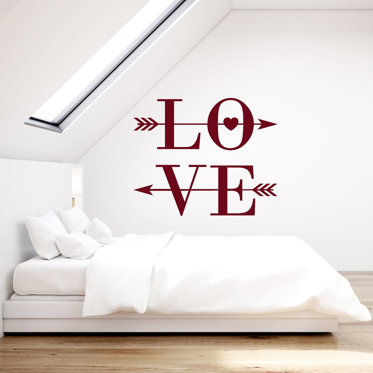 Vinyl Wall Decal Love Word Arrows Heart Romantic Bedroom Room Art Stic ...