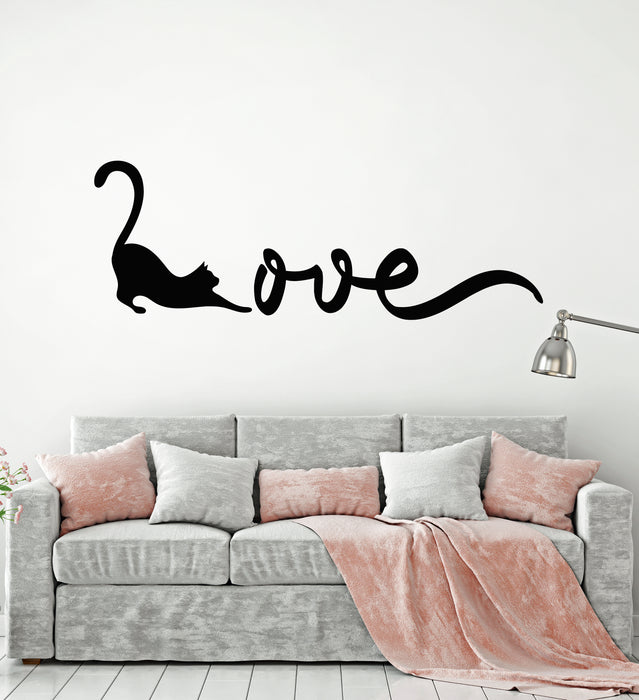 Vinyl Wall Decal Cat Kitten Love Romantic Pet Home Animal Stickers Mural (g5163)
