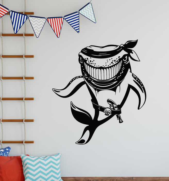 Vinyl Wall Decal Dangerous Sea Animal Shark Pirate Kids Room Stickers Mural (g6366)