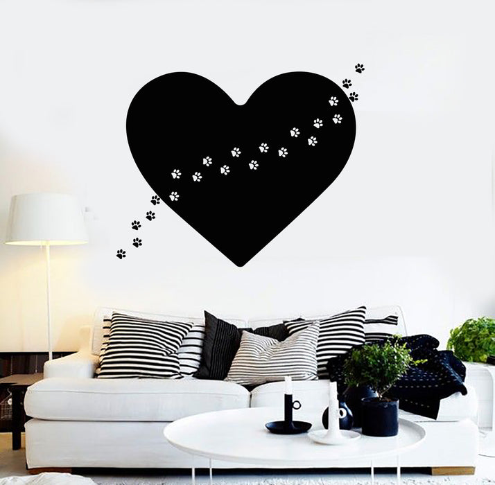 Vinyl Wall Decal Love Pets Grooming Animals Heart Paw Prints Stickers Mural (g3375)