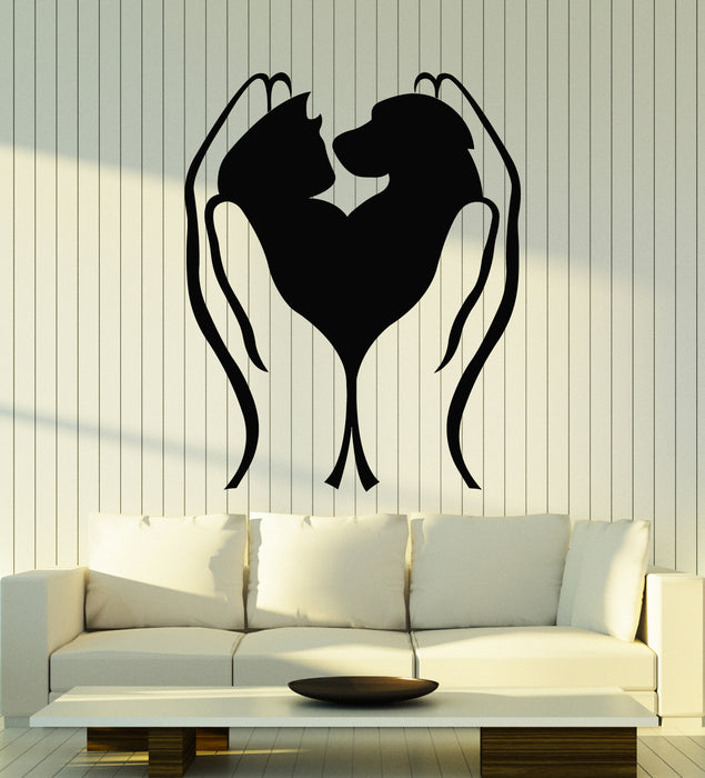 Vinyl Wall Decal Love Pet Dog Cat Hands Home Animals Care Shop Stickers Mural (g5468)