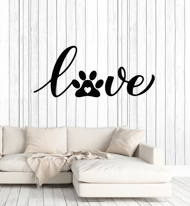 Vinyl Wall Decal Lettering Love Pets Print Veterinary Clinic Pets Shop Stickers Mural (g7863)