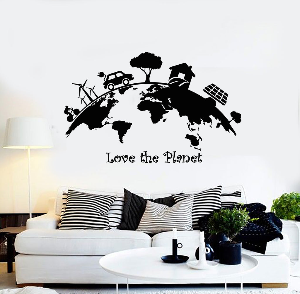 Vinyl Wall Decal Love Planet Earth House Trees World Nature Stickers M —  Wallstickers4you