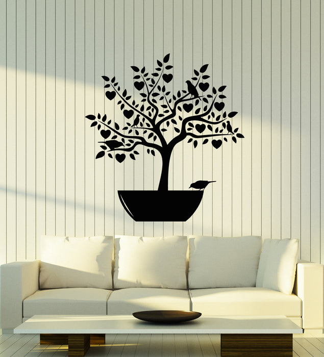 Vinyl Wall Decal Love Tree Branch Birds Romantic Decor Heart Stickers Mural (g3835)