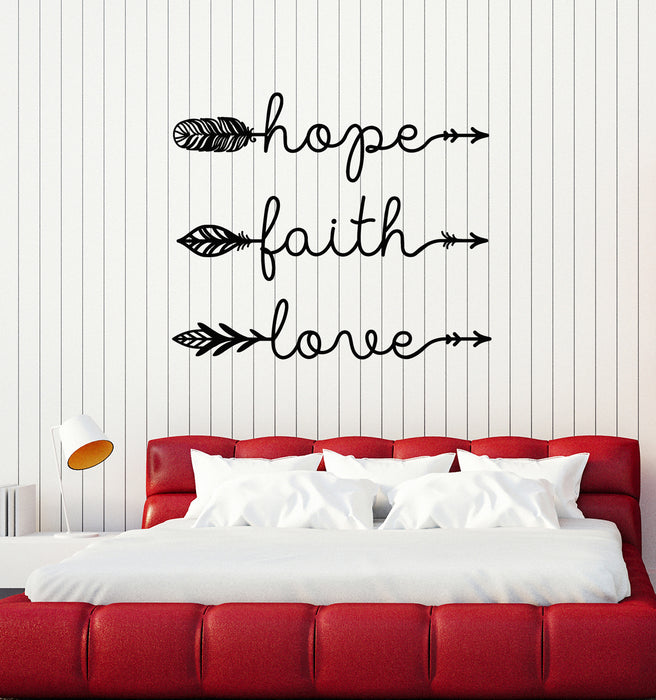 Vinyl Wall Decal  Faith Hope Love Words Inscription Phrase Bedroom Art Stickers Mural (g4256)