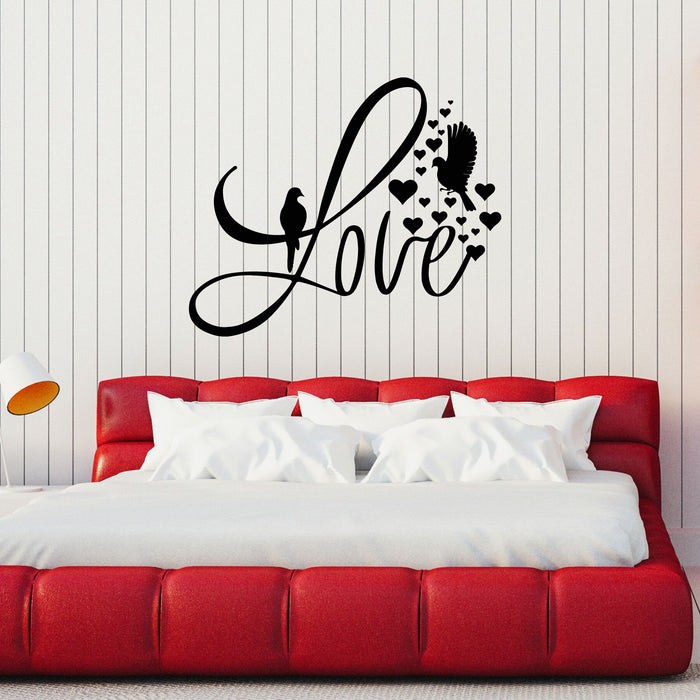 Vinyl Wall Decal Love Lettering Dove Flying Living Room Home Interior Stickers Mural (g8060)