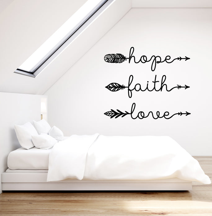 Vinyl Wall Decal  Faith Hope Love Words Inscription Phrase Bedroom Art Stickers Mural (g4256)