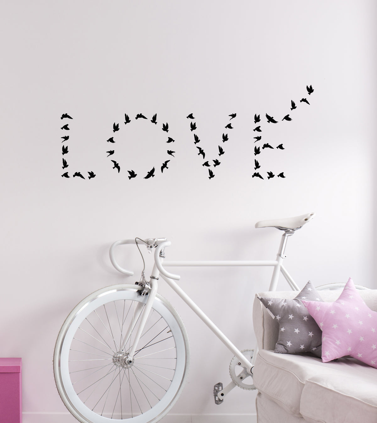 Vinyl Wall Decal Lettering Words Love Birds Patterns Girl Room Romance ...