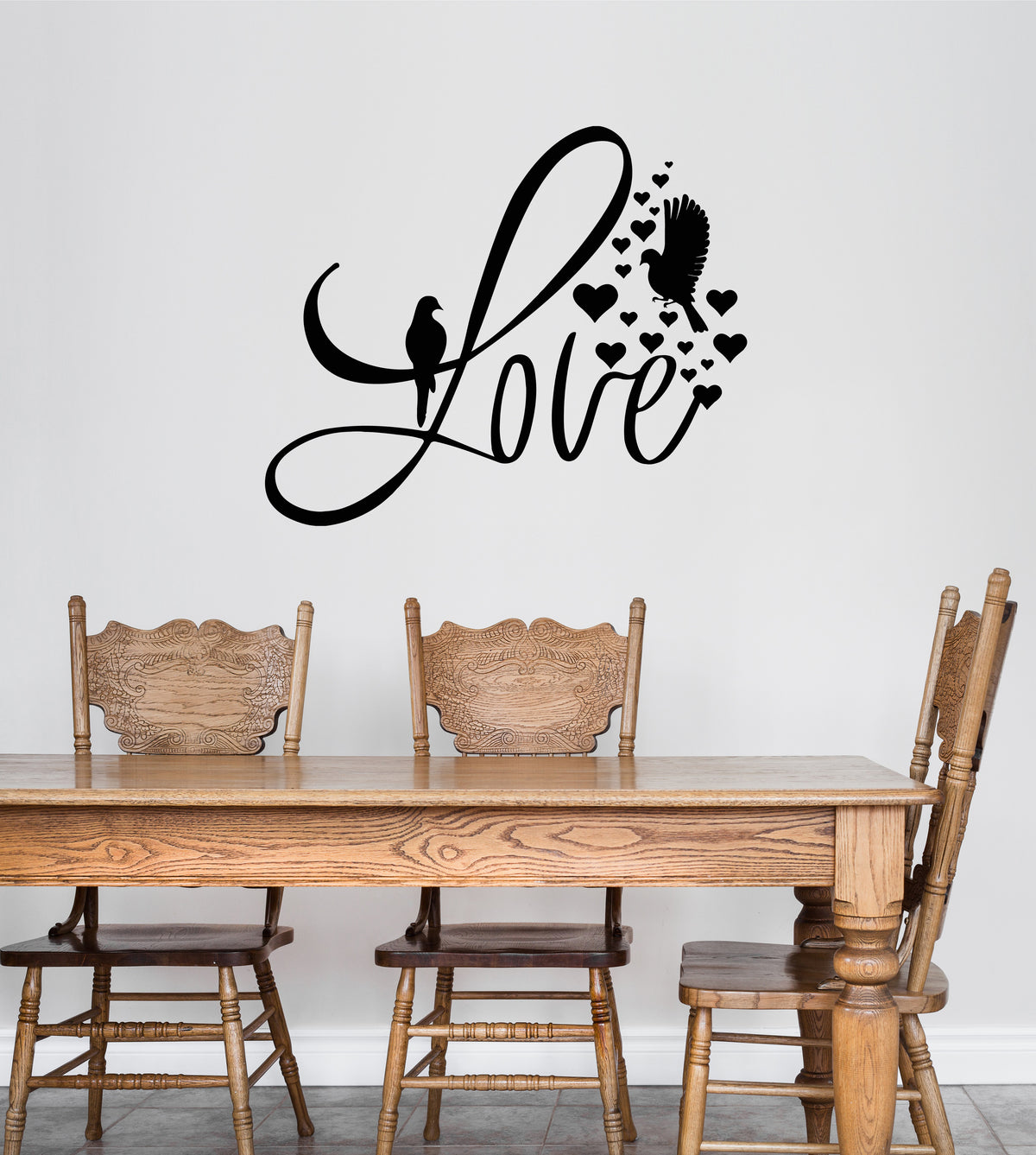 Vinyl Wall Decal Love Lettering Dove Flying Living Room Home Interior ...