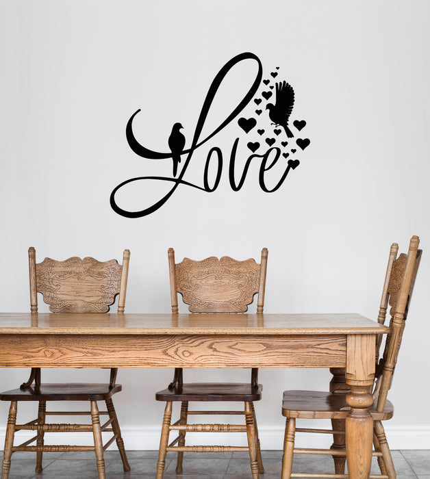 Vinyl Wall Decal Love Lettering Dove Flying Living Room Home Interior Stickers Mural (g8060)