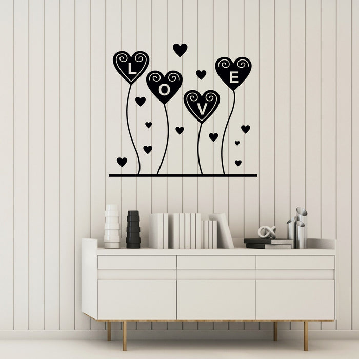 Love Letters Vinyl Wall Decal Hearts Romantic Decor Ropes Balloons Stickers Mural (k321)
