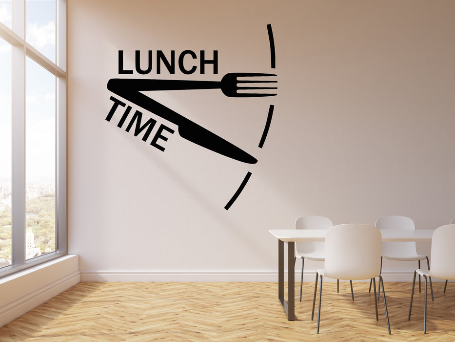 Vinyl Wall Decal Dinner Lunch Time Clock Decor For Kitchen Cafe Stickers Mural (g1512)