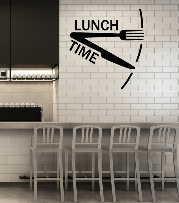 Vinyl Wall Decal Dinner Lunch Time Clock Decor For Kitchen Cafe Stickers Mural (g1512)