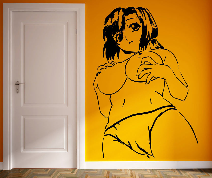 Vinyl Decal Wall Sticker Beautiful Naked Woman Anime Manga Sexy Hot Girl Decor for Adult Bedroom Unique Gift (m001)