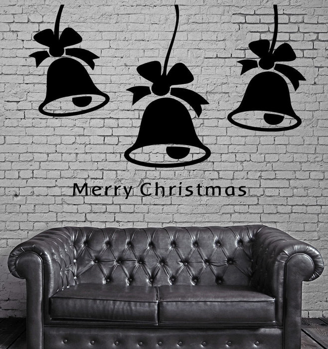 Wall Vinyl Art Sticker Merry Christmas Bells Holidays Decor Unique Gift (m026)