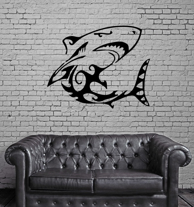 Wall Vinyl Art Sticker Shark Tribal Predator Decor Unique Gift (m086)