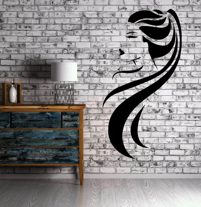 Wall Mural Vinyl Sticker Art Hot Girl Ponytail Long Hair Beauty Salon Decor Unique Gift (m157)