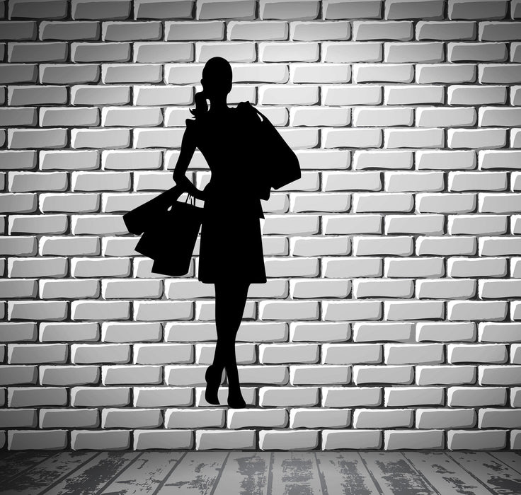 Girl Heels Shopping Bags Fashion Wall Decor Mural Vinyl Decal Art Sticker Unique Gift (m280)