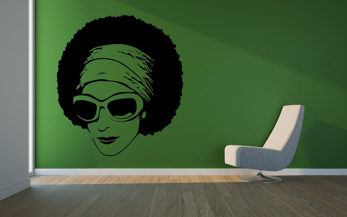 Vinyl Decal African Beauty Sexy Black Girl Sunglasses Decor Modern Wall Art Mural Living Room Sticker Unique Gift (m297)