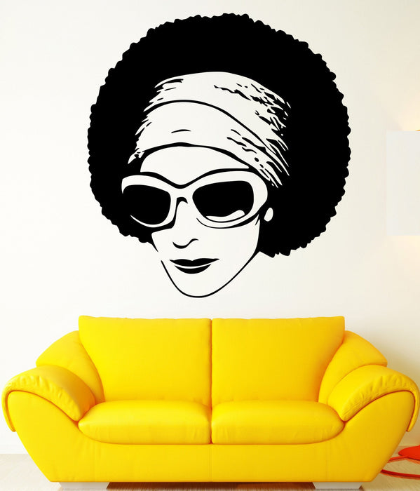 Vinyl Decal African Beauty Sexy Black Girl Sunglasses Decor Modern Wall Art Mural Living Room Sticker Unique Gift (m297)
