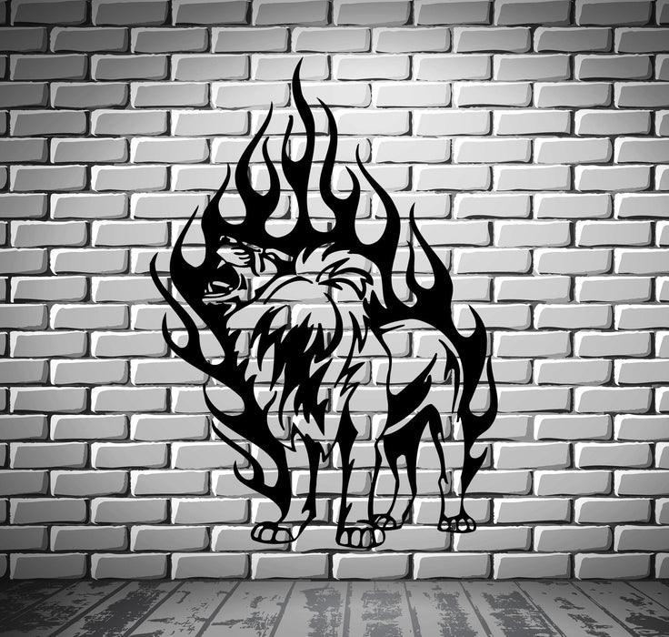Wall Vinyl Art Sticker Decal Lion's Roar In Flames King of the Jungle Unique Gift (m301)