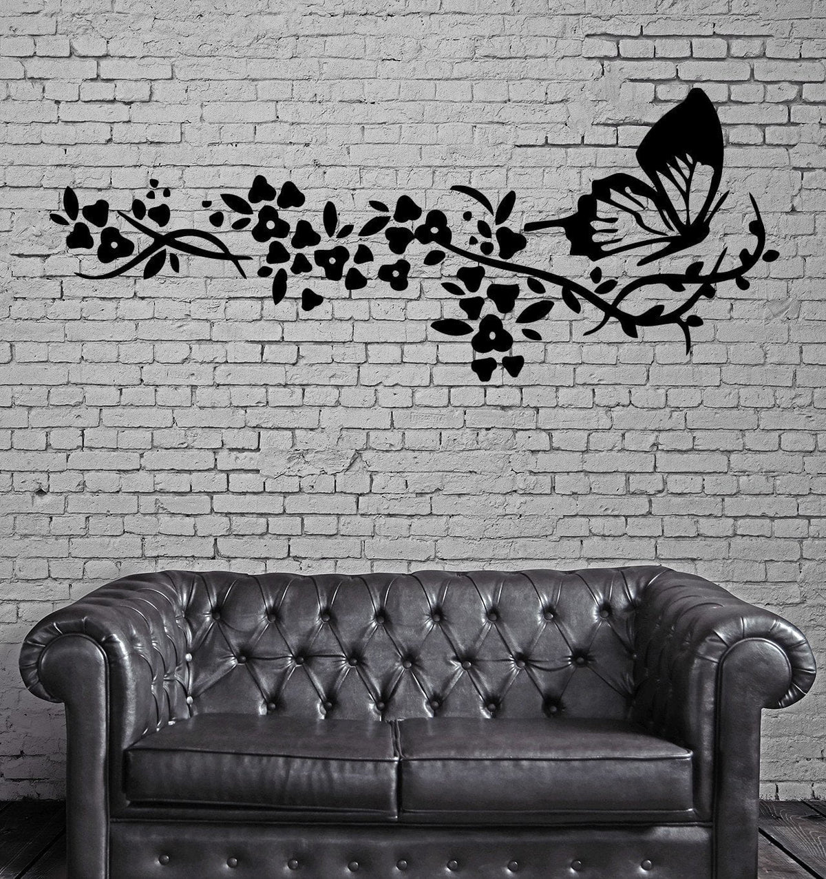 Wall Mural Vinyl Art Sticker Flowers and Butterfly Floral Decorative D ...