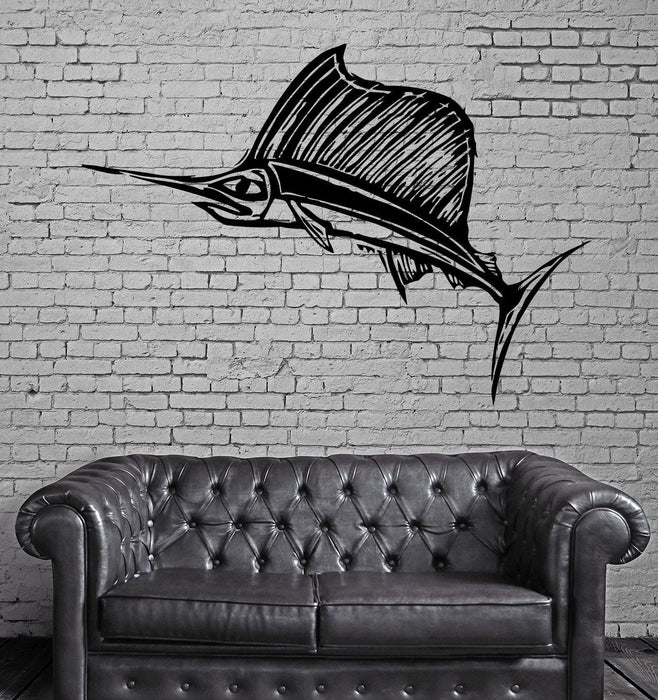 Wall Mural Vinyl Art Sticker Sword Fish Marine Fishing and Hunting Decor Unique Gift (m327)
