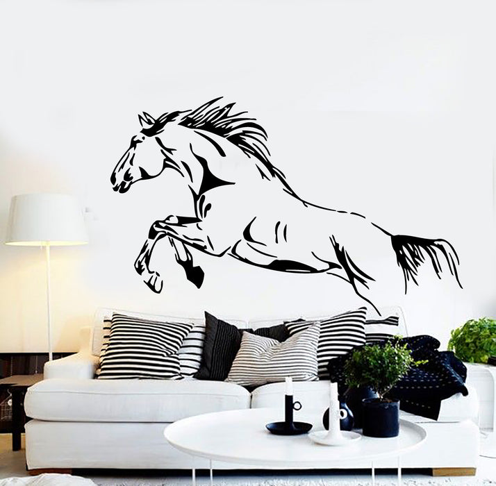 Wall Vinyl Art Sticker Wild Horse Mustang Jump Freedom Animal Decor Unique Gift (m334)