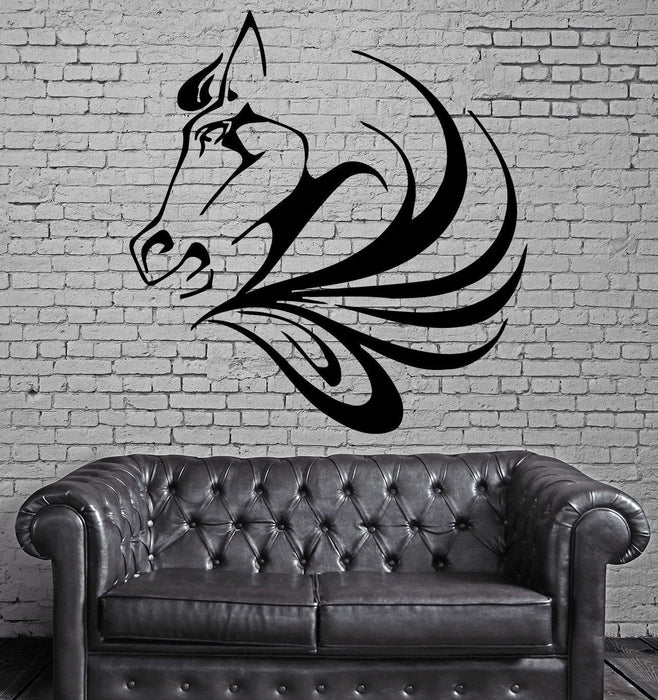 Wall Vinyl Art Sticker Horse Face Wild Horse Mustang Animal Decor Unique Gift (m351)