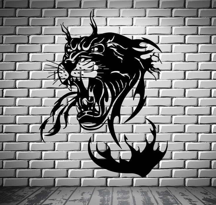 Wall Vinyl Art Sticker Panther in Flames Jungle Hunter Animal Decor Unique Gift (m366)