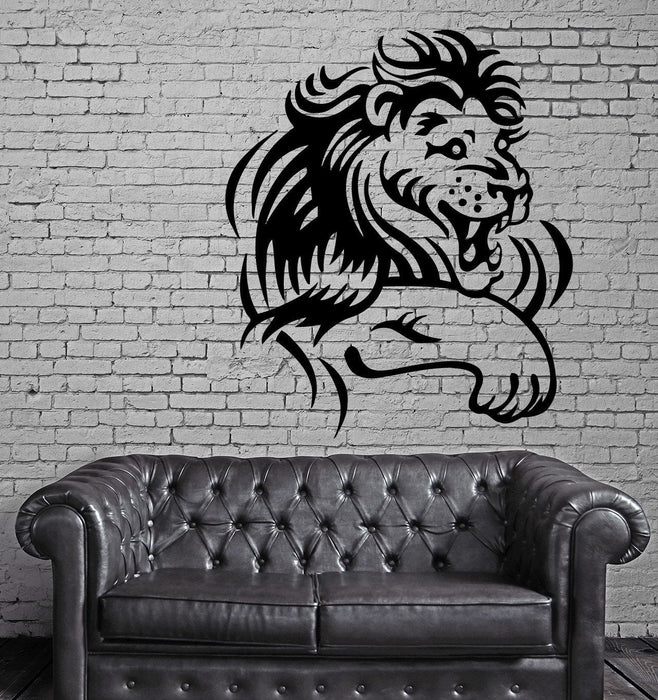 Sticker mural en vinyle motif lion souriant et drôle pour chambre d'enfant, décoration animale, cadeau unique (m368) 