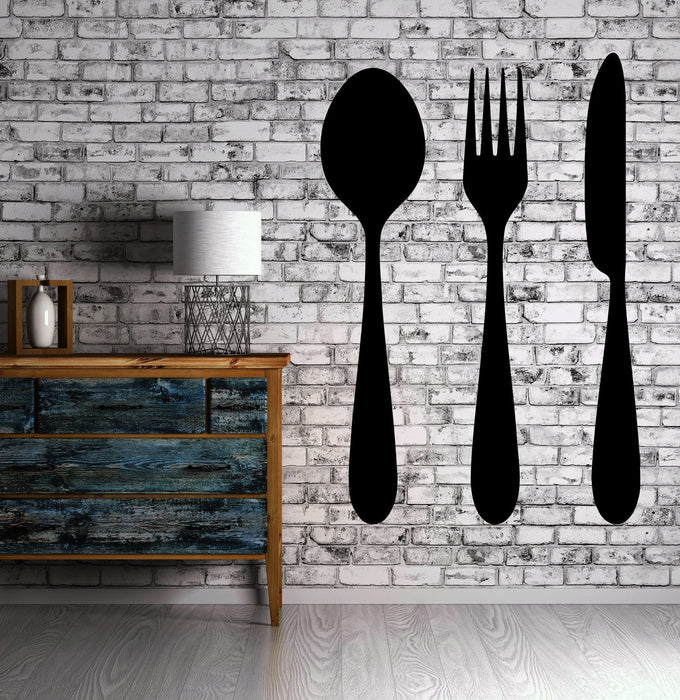 Wall Mural Vinyl Art Sticker Spoon Fork Knife Cafe Bistro Restaurant Decor (m372)