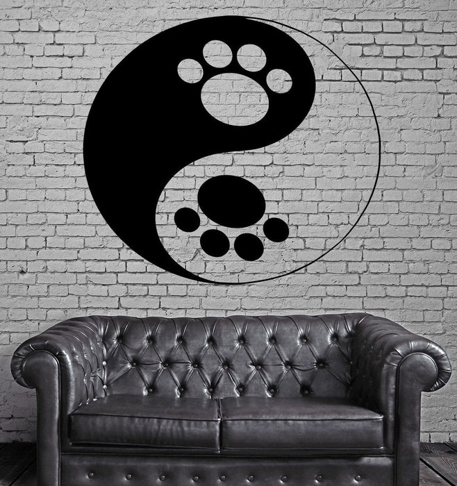Wall Mural Vinyl Art Sticker Funny Cool Yin & Yang Dog Paws Animal Decor Unique Gift (m397)
